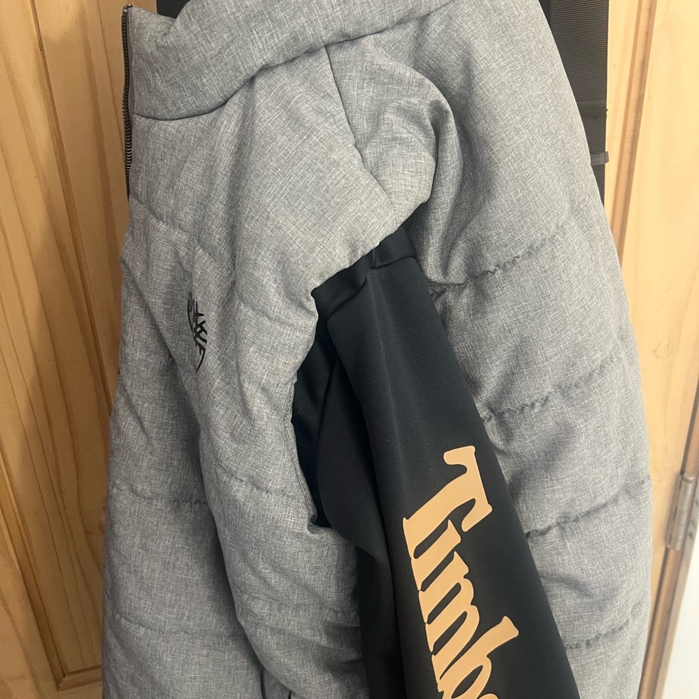 Timberland Light Gray and Black Puffer Jacket